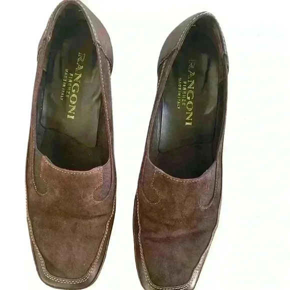 Rangoni Firenze Women's Shoes 6.6 B Brown Leather and SuedecSlip On Block Heel - Picture 2 of 10